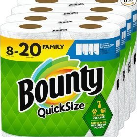 Bounty paper towels 8, family rolls 20